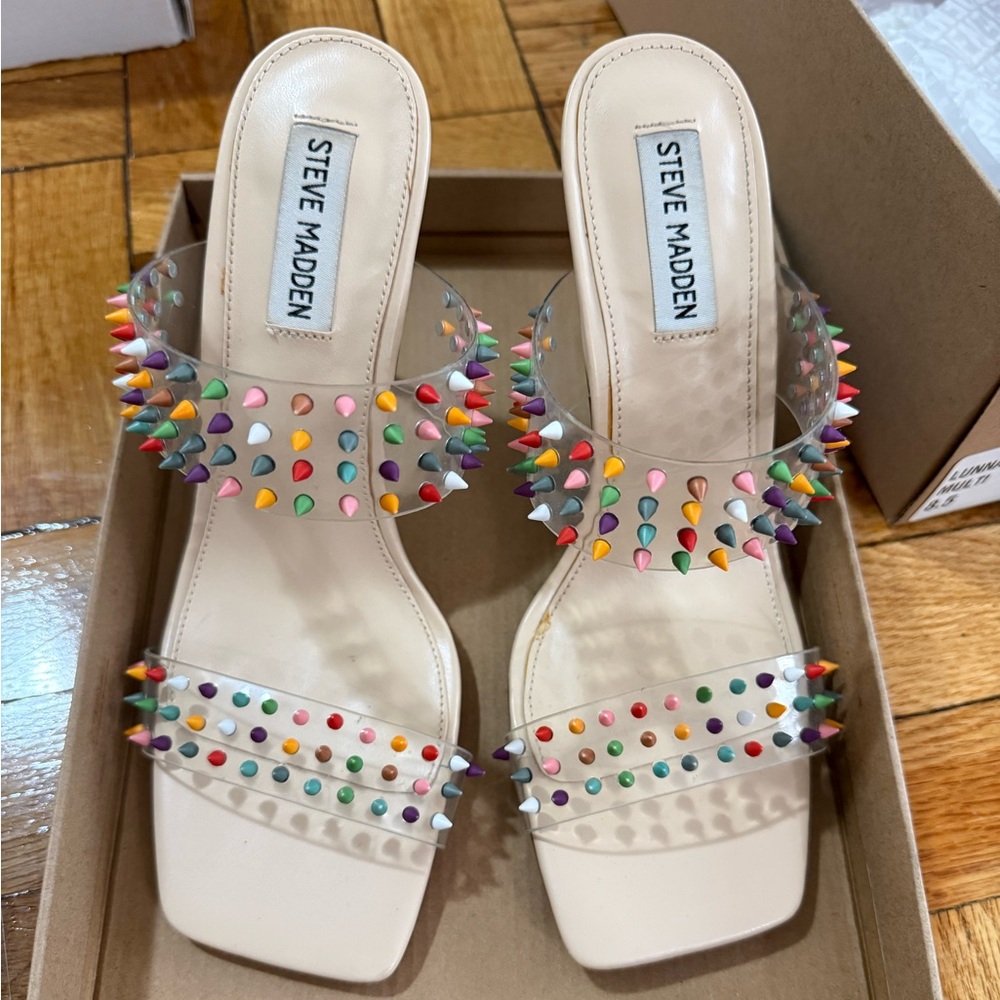 Steve Madden Multicolor Studded Women's Sandals Lunna Multi size 8.5